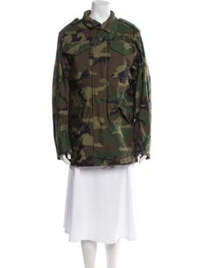 Pre-owned Alpha Industries Printed Utility Jacket In Green