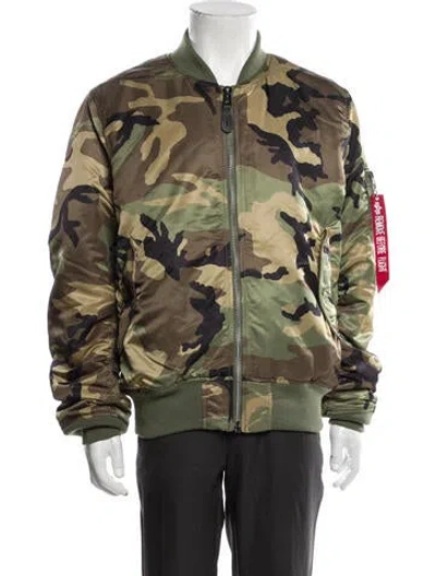 Pre-owned Alpha Industries Printed Utility Jacket In Green