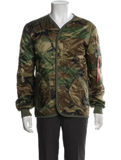 Pre-owned Alpha Industries Printed Utility Jacket In Green