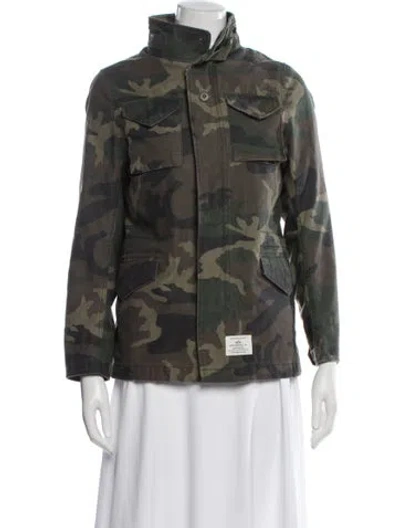 Pre-owned Alpha Industries Printed Utility Jacket In Green