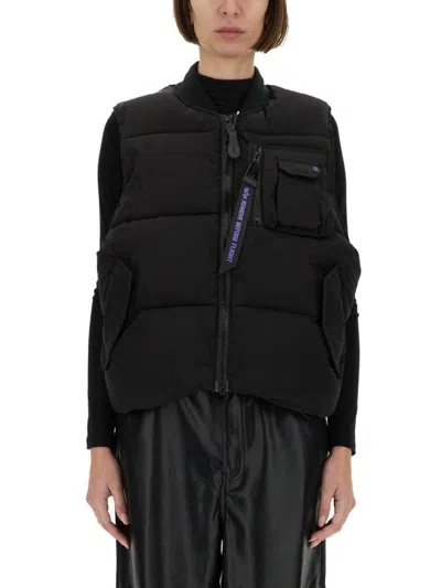 Alpha Industries Puffy Sleeveless Vest With High Collar In Black