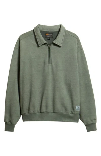 Alpha Industries Quarter Zip Sweatshirt In Green