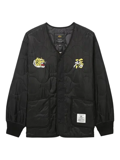 Alpha Industries Quilted Bomber Jacket In Black