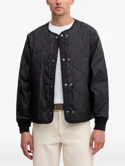 Alpha Industries Quilted Press-stud Jacket In Blue