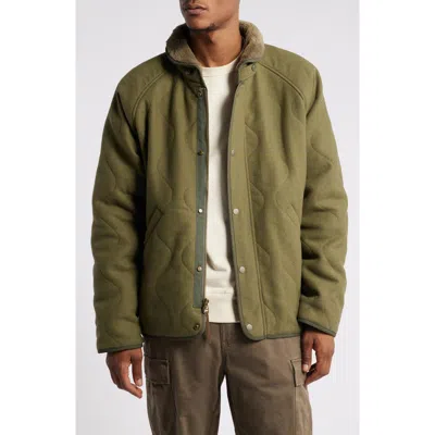 Alpha Industries Quilted Wool Blend Deck Jacket In Green