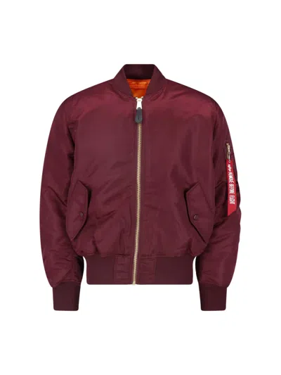 Alpha Industries Bordeaux Reversible Ma-1 Nylon Bomber Jacket In Red