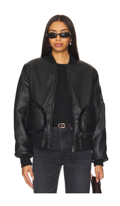 Alpha Industries Reversible Faux Leather Ma-1 In 블랙