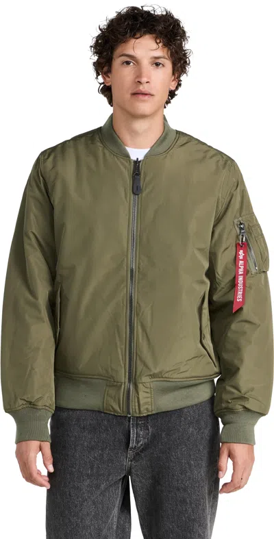 ALPHA INDUSTRIES REVERSIBLE ONION QUILTED MA-1 FLIGHT JACKET OG-107 GREEN