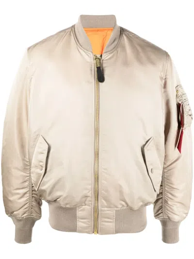 Alpha Industries Reversible Zip-up Bomber Jacket In Neutrals