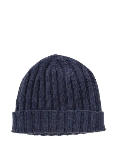 Alpha Industries Ribbed Cashmere Beanie In Blue