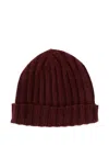 Alpha Industries Ribbed Turn-up Beanie In Burgundy