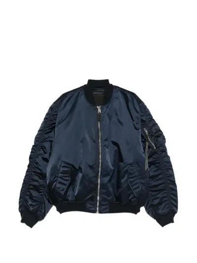 Alpha Industries Ruched-sleeve Bomber Jacket In Blue