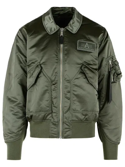 Alpha Industries Sage Green Cwu-45 Heritage Padded Nylon Bomber Jacket