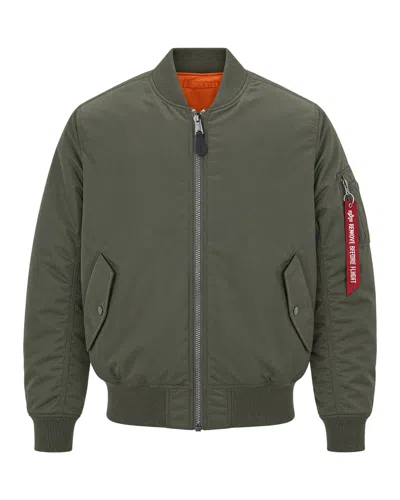Alpha Industries Sage Green Ribbed Trim Padded Bomber Jacket