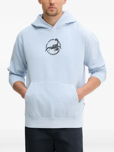 Alpha Industries Scorpion-print Hoodie In Blue