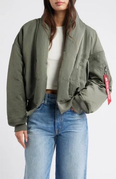 Alpha Industries Shawl Collar Down Flight Jacket In Gray
