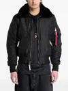 Alpha Industries Shearling Collar Bomber Jacket In Black