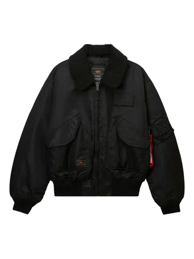 Alpha Industries Sherpa-collar Bomber Jacket In Black