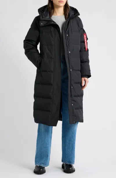 Alpha Industries Sierra Long Relaxed Puffer Jacket In Black
