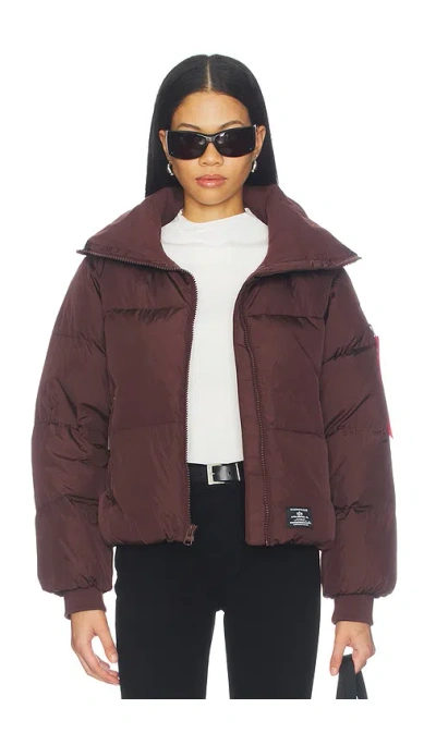 Alpha Industries Sierra Short Puffer Jacket In Burgundy