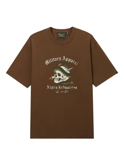 Alpha Industries Skull Graphic T-shirt In Brown