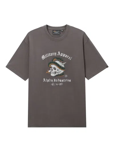 Alpha Industries Skull Graphic T-shirt In Gray