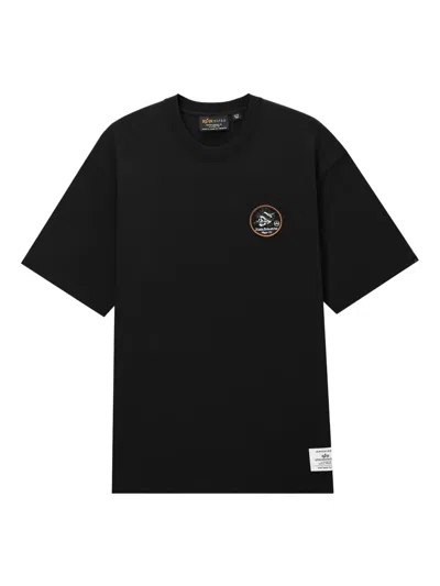 Alpha Industries Skull-patch Cotton T-shirt In Black