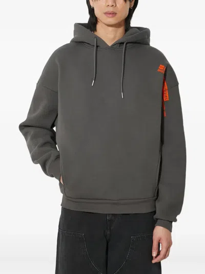Alpha Industries Sleeve-logo Hoodie In Gray
