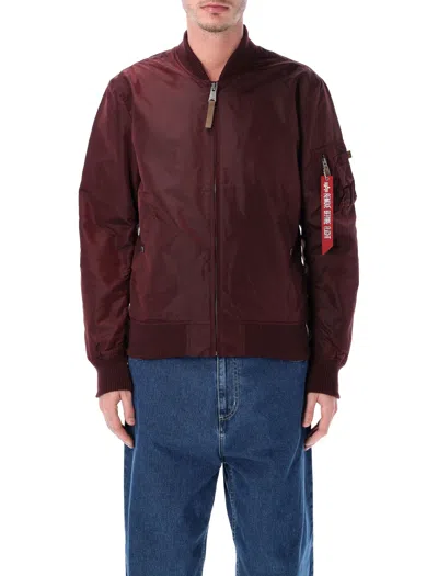 Alpha Industries Slim Fit Lightweight Ma-1 Tt Jacket - Size L In Burgundy