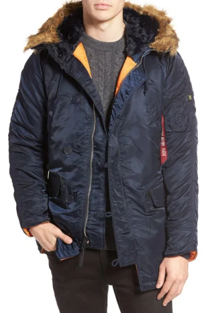 Alpha Industries Slim Fit N-3b Parka In Blue