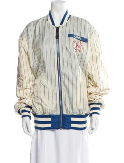 Pre-owned Alpha Industries Striped Bomber Jacket In Blue