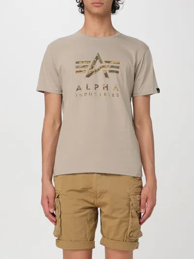 Alpha Industries T-shirt  Men Color Beige In Brown