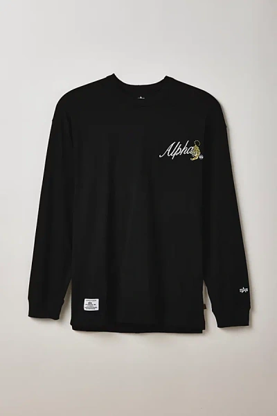 Alpha Industries Tiger Graphic Long Sleeve Tee In Black, Men's At Urban Outfitters