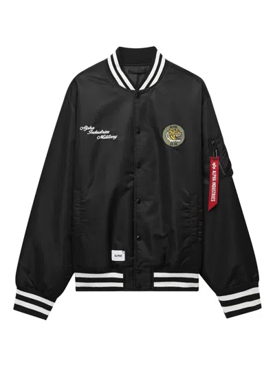Alpha Industries Tiger-patch Bomber Jacket In Black