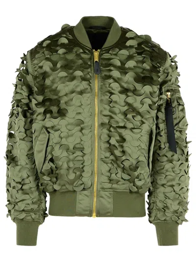 ALPHA INDUSTRIES ALPHA INDUSTRIES ULCANS' GREEN NYLON BOMBER JACKET