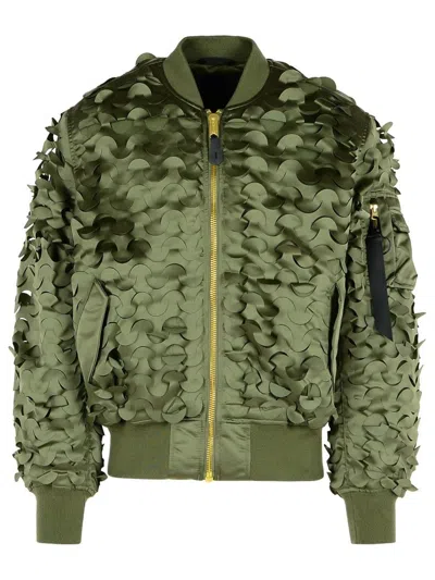 ALPHA INDUSTRIES ULCANS' GREEN NYLON BOMBER JACKET