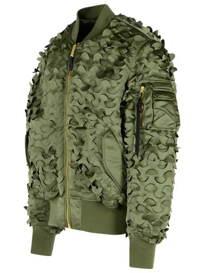 ALPHA INDUSTRIES ULCANS GREEN NYLON BOMBER JACKET