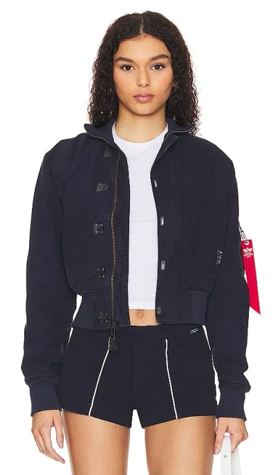 Alpha Industries Us Navy Cropped Jacket In 复古蓝