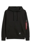 Alpha Industries Utility Pocket Cotton Fleece Hoodie In Black