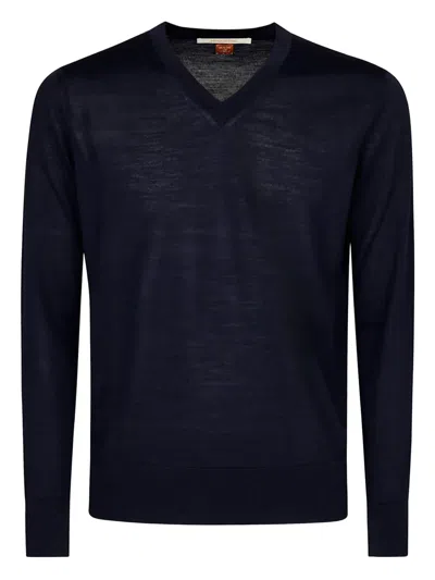 Alpha Industries V-neck Wool Sweater In Blue
