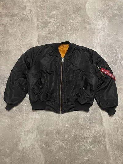Pre-owned Alpha Industries Vintage 90's Ma1 Flyer's Intermediate Bomber Jacket In Black