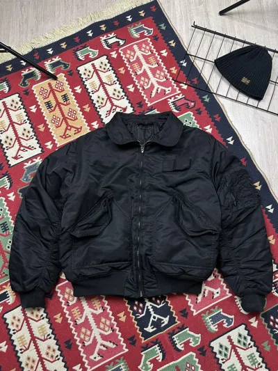 Pre-owned Alpha Industries Vintage Miltec  Style Ma-1 Bomber Jacket In Black