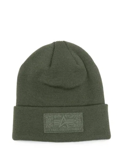 Alpha Industries Vlc Logo-patch Beanie Hat In Green
