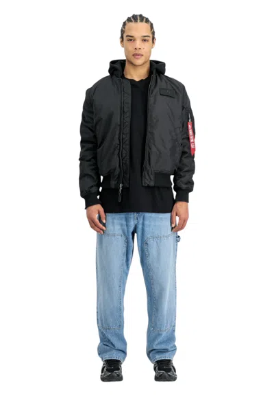 Alpha Industries Winter Bomber Jacket With Hood Ma-1 Man  In Black