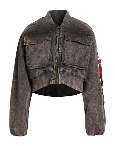 Alpha Industries Woman Jacket Black Size M Cotton In Brown