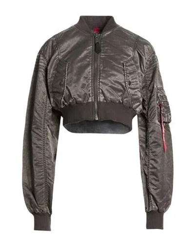 Alpha Industries Woman Jacket Charcoal Size M Nylon In Gray