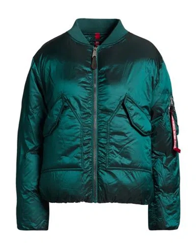 Alpha Industries Woman Puffer Deep Teal Size S Nylon In Blue