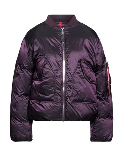 Alpha Industries Woman Puffer Plum Size M Nylon In Purple