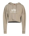 Alpha Industries Woman Sweatshirt Beige Size L Cotton, Polyester