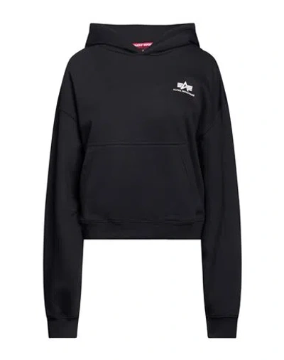Alpha Industries Woman Sweatshirt Black Size L Cotton, Polyester